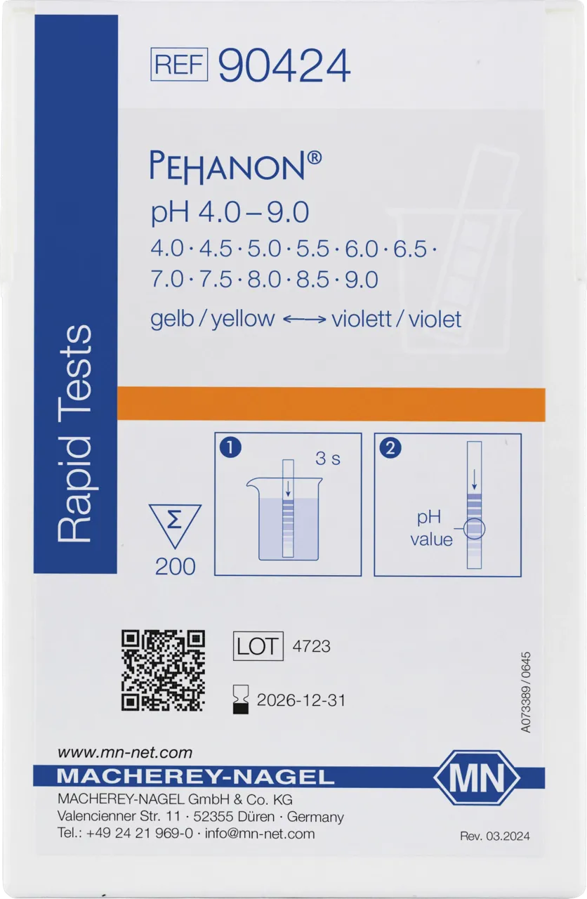 PEHANON pH 4.0 - 9.0 box of 200 strips 11 x 100 mm minimum order quantity: 2 packs