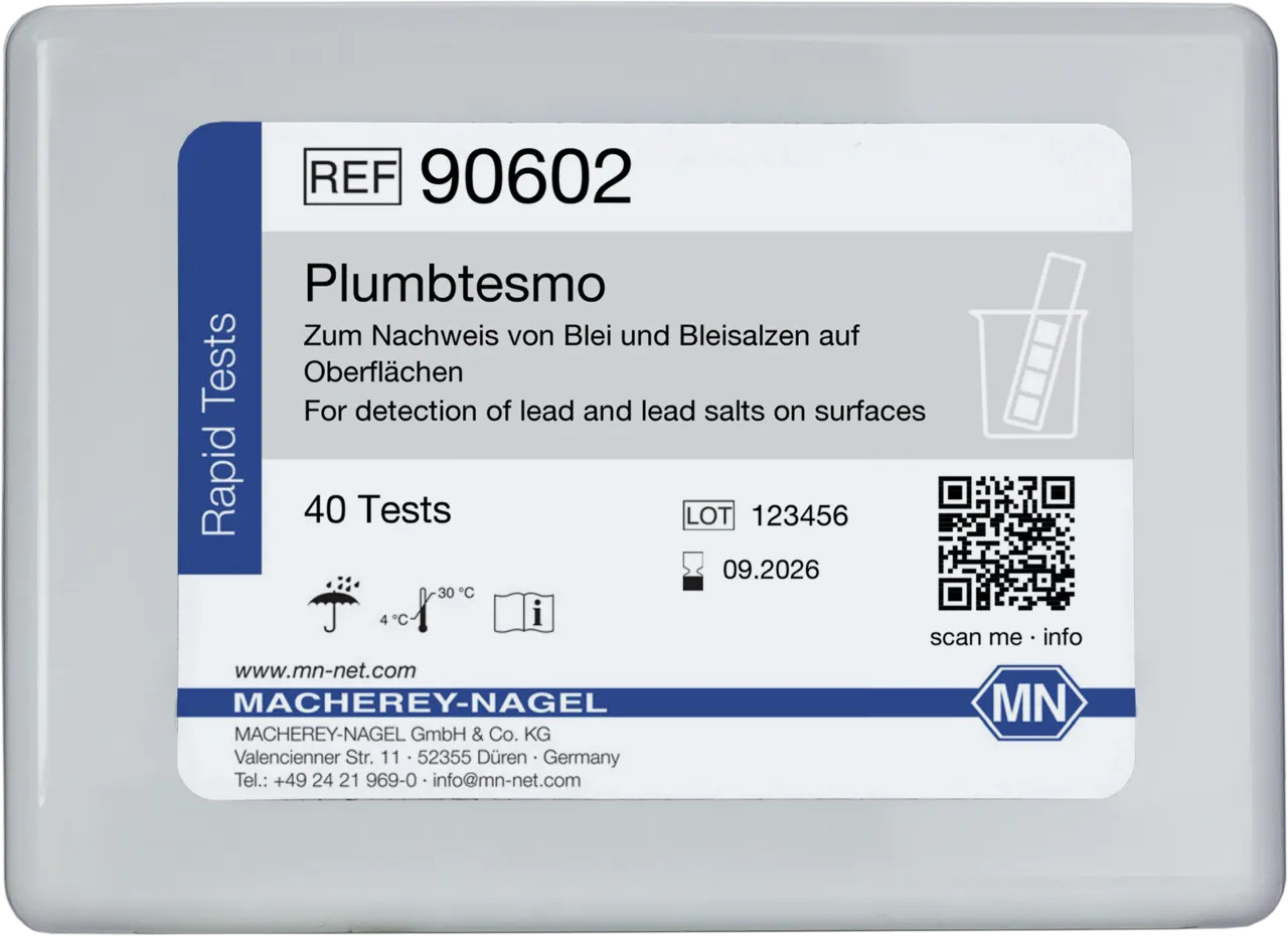 Plumbtesmo sheets 40 x 25 mm sufficient for 40 determinations