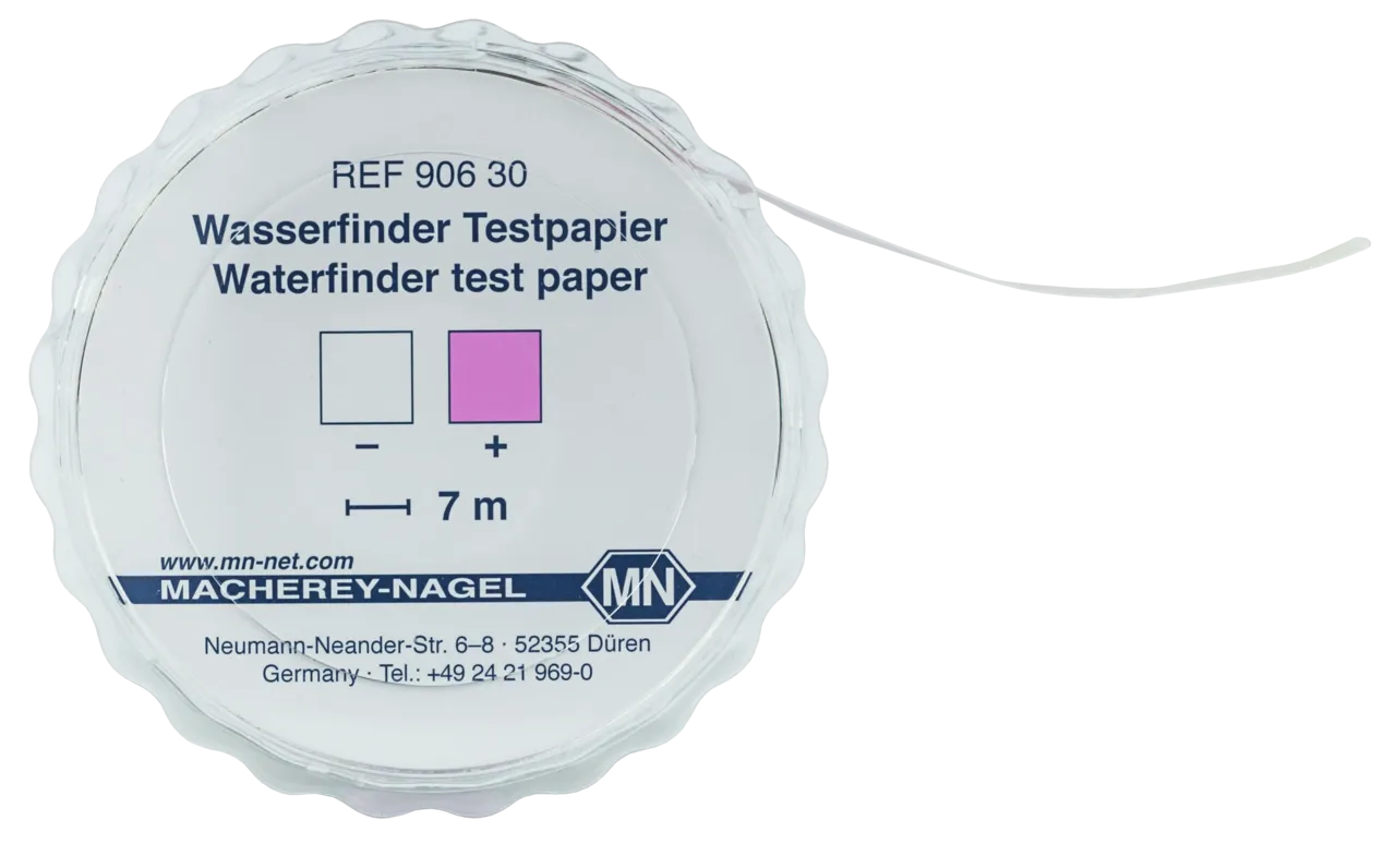 Waterfinder test paper dispenser with 7 m reel, 14 mm wide