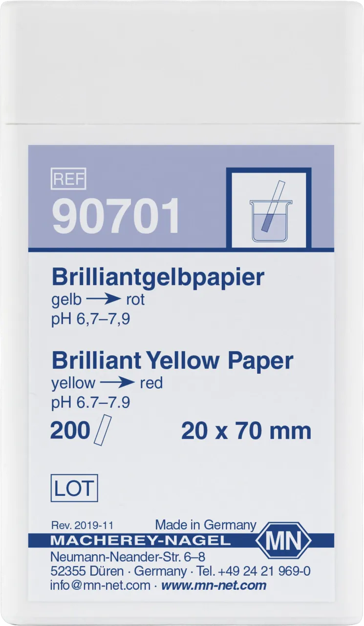 Brillant yellow paper box of 200 strips 20 x 70 mm