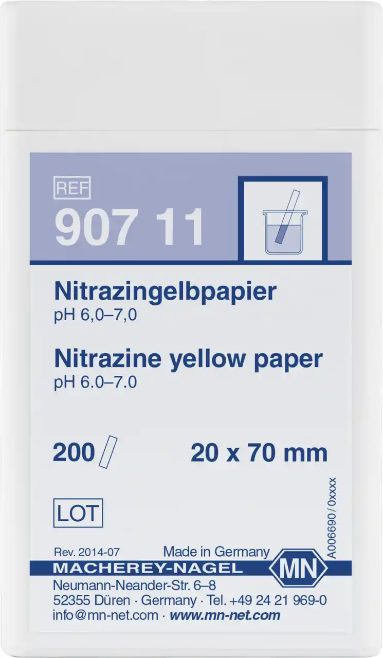 Nitrazine yellow paper box of 200 strips 20 x 70 mm