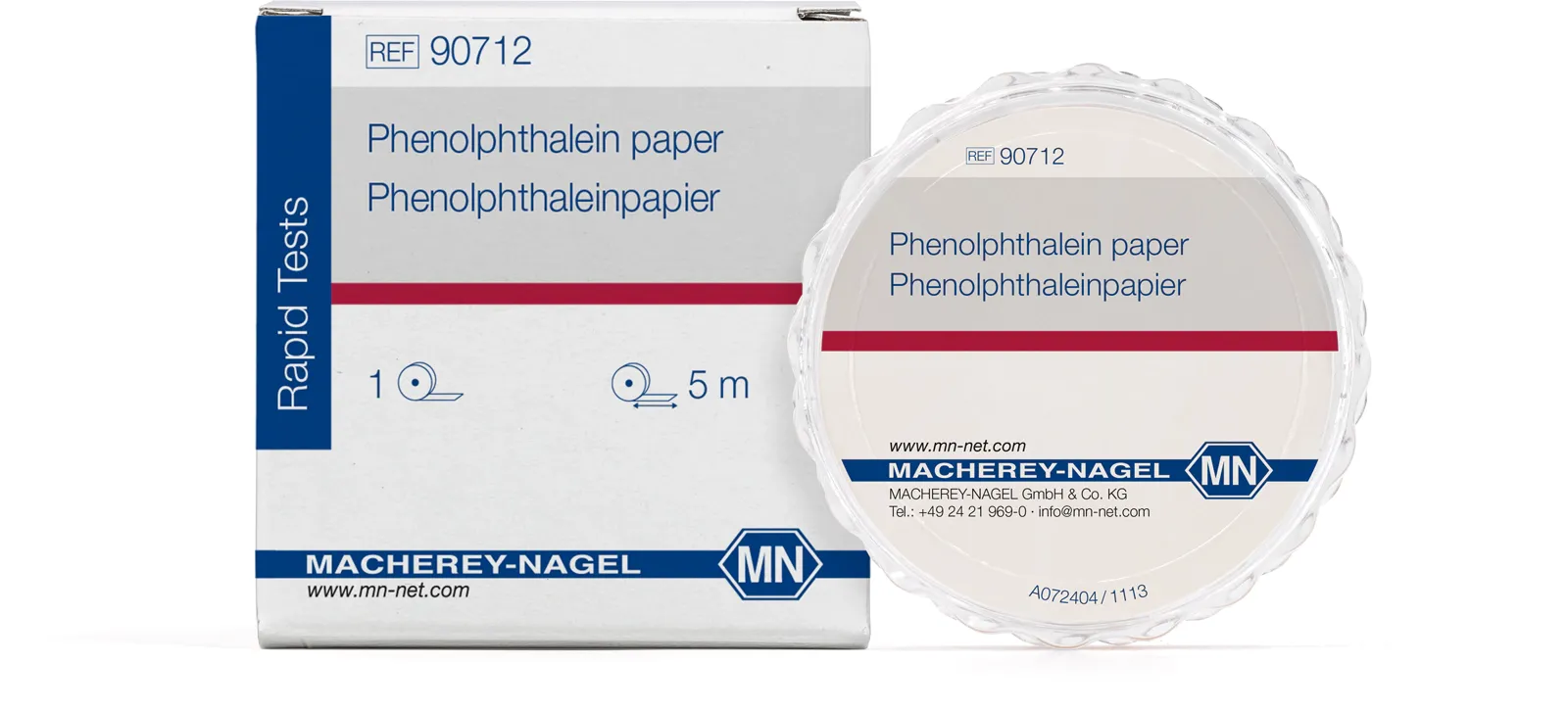 Phenolphthalein paper reel of 5 m length, width: 7 mm