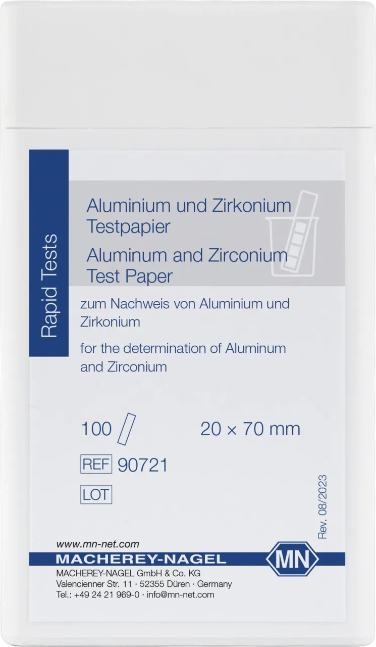 Aluminium and Zirconium test paper test strips 20 x 70 mm sufficient for 100 determinations