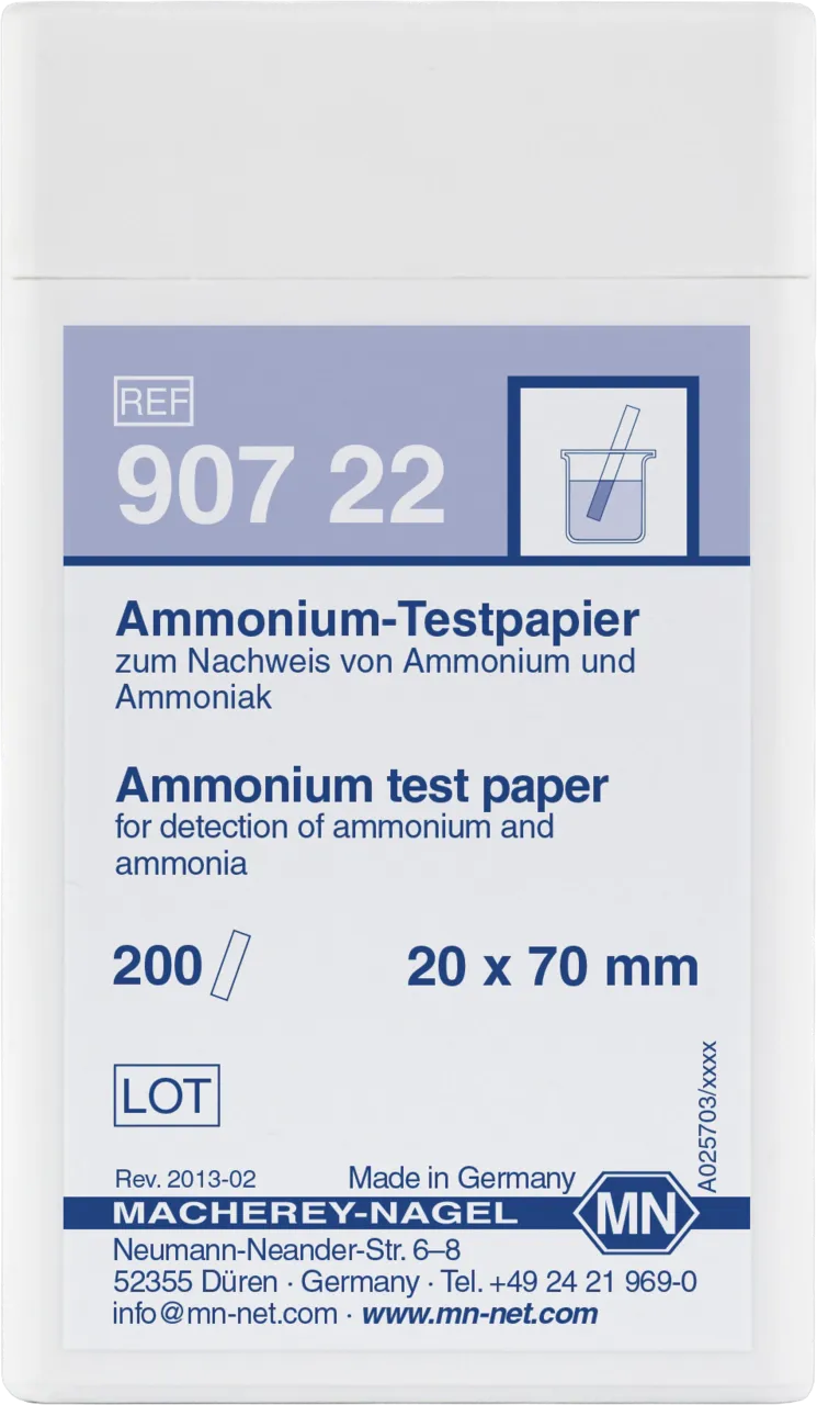 Ammonium test paper test strips 20 x 70 mm sufficient for 200 determinations