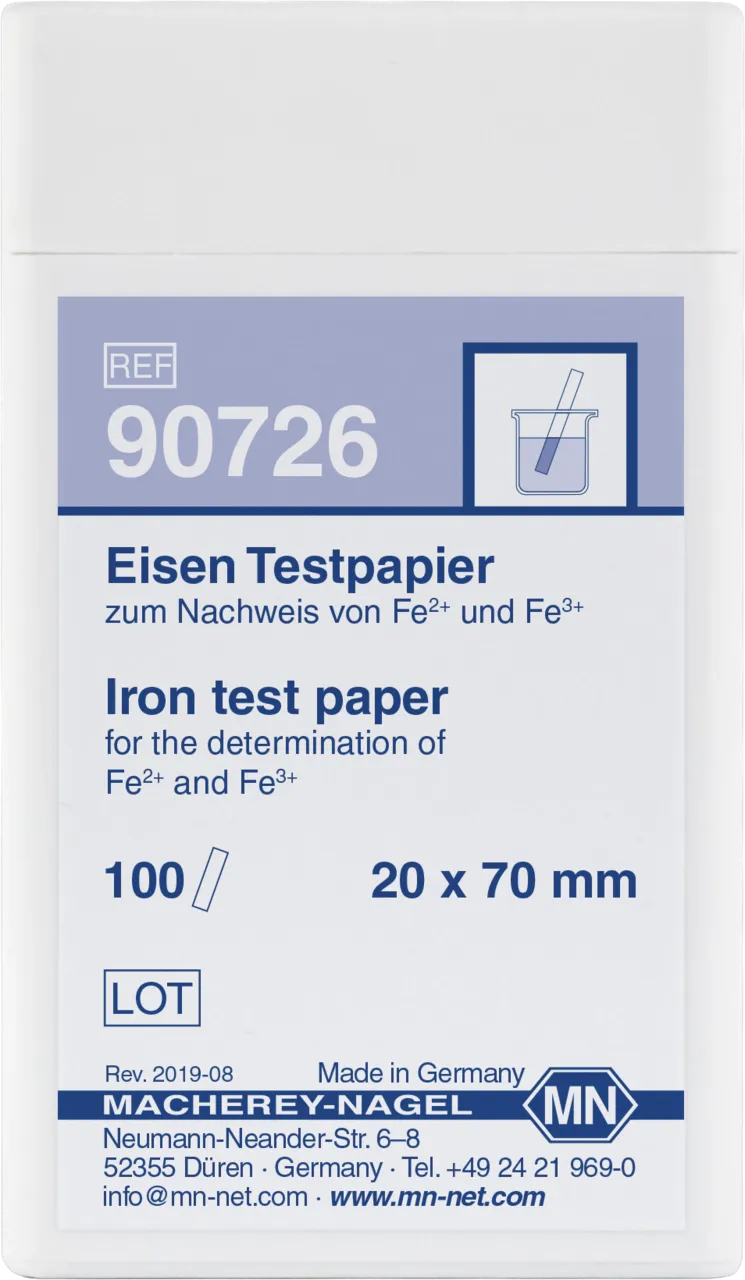Iron test paper test strips 20 x 70 mm sufficient for 100 determinations