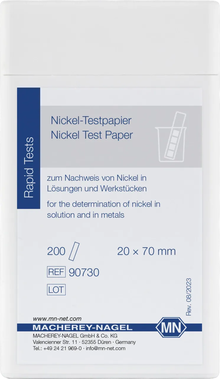 Nickel test paper test strips 20 x 70 mm sufficient for 200 determinations