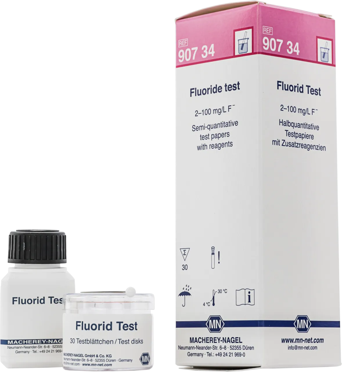 Fluoride test semi-quantitative test papers with reagents box of 30 discs