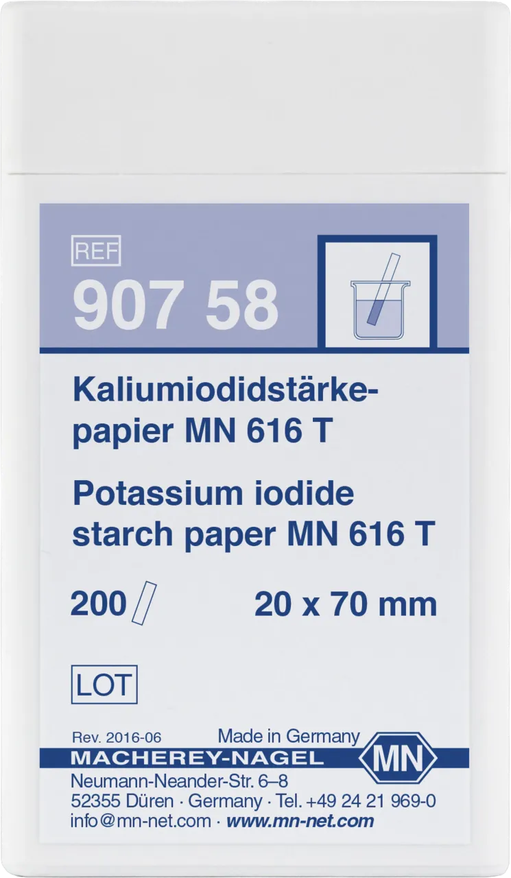 Potassium iodide starch paper MN 616 T test strips 20 x 70 mm sufficient for 200 determinations minimum order quantity: 5 pieces
