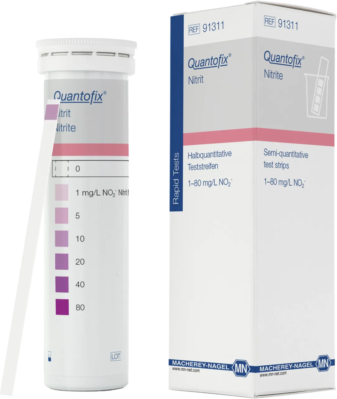 QUANTOFIX Nitrite test strips 6 x 95 mm measuring range: 0-1-5-10-20-40-80 mg/NO2- sufficient for 100 determinations