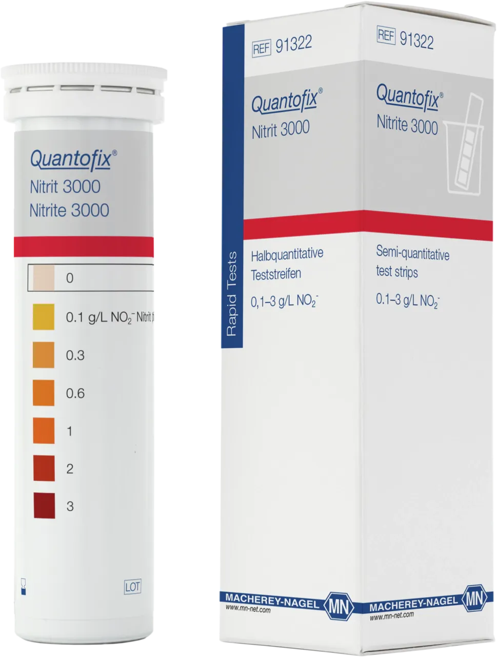 QUANTOFIX Nitrite 3000 test strips 6 x 95 mm measuring range: 0-0.1-0.3-0.6-1-2-3 g/L NO2- sufficient for 100 determinations