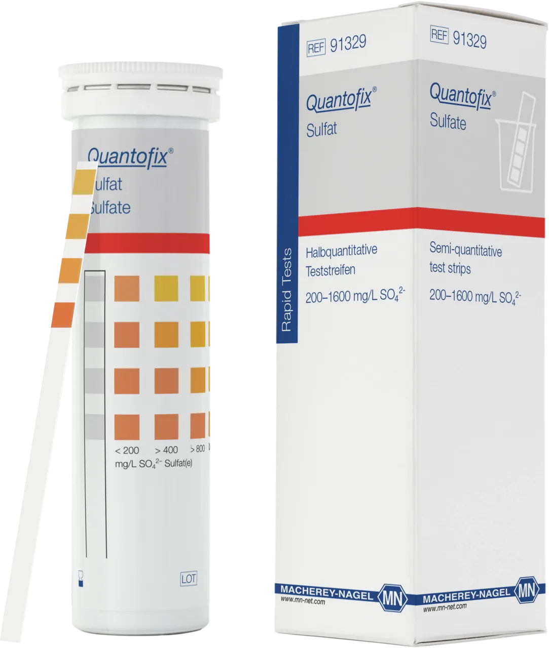 QUANTOFIX Sulphate test strips 6 x 95 mm measuring range: <(><<)>200->400->800->1200- >1600 mg/L SO42- sufficient for 100 determinations