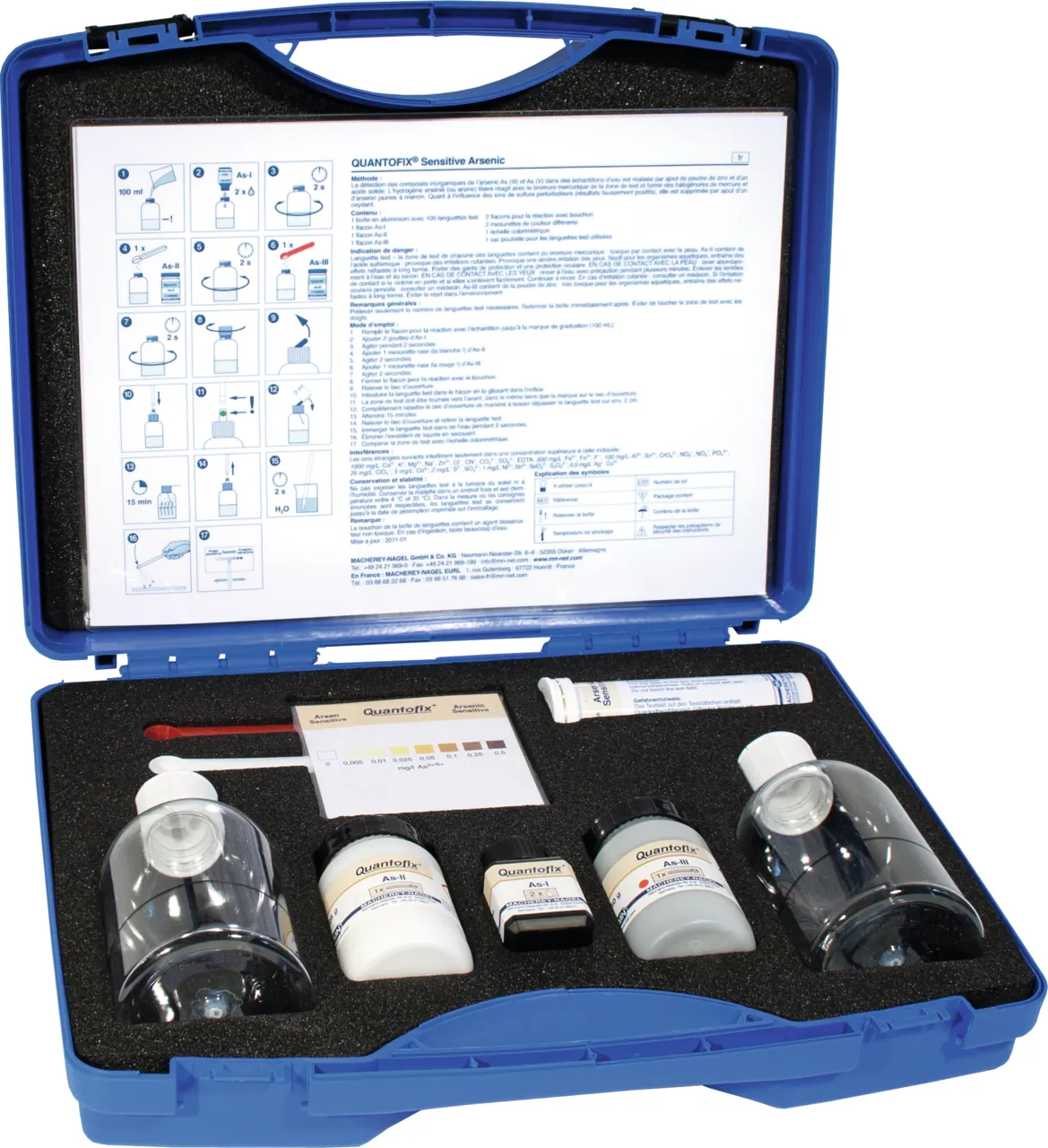 QUANTOFIX Arsenic Sensitive test strips 6 x 95 mm measuring range: 0-0.005-0.01-0.025-0.05-0.1- 0.25-0.5 mg/L As3+/5+ sufficient for 100 determinations