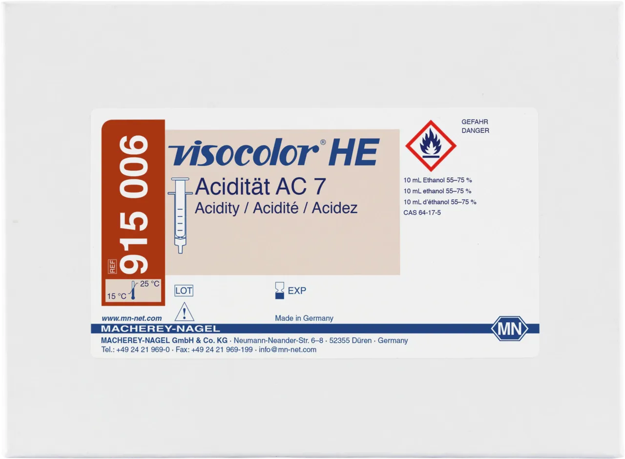 VISOCOLOR HE Acidity AC 7 titration test kit measuring range: 0.2-7.0 mmol/L H+ sufficient for 200 determinations