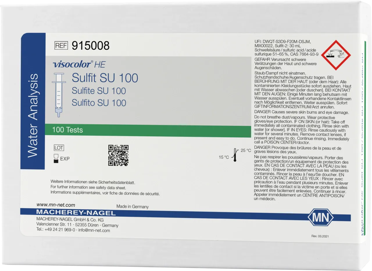 VISOCOLOR HE Sulfite SU 100 titration test kit measuring range: 2-100 mg/L SO32- sufficient for 100 determinations