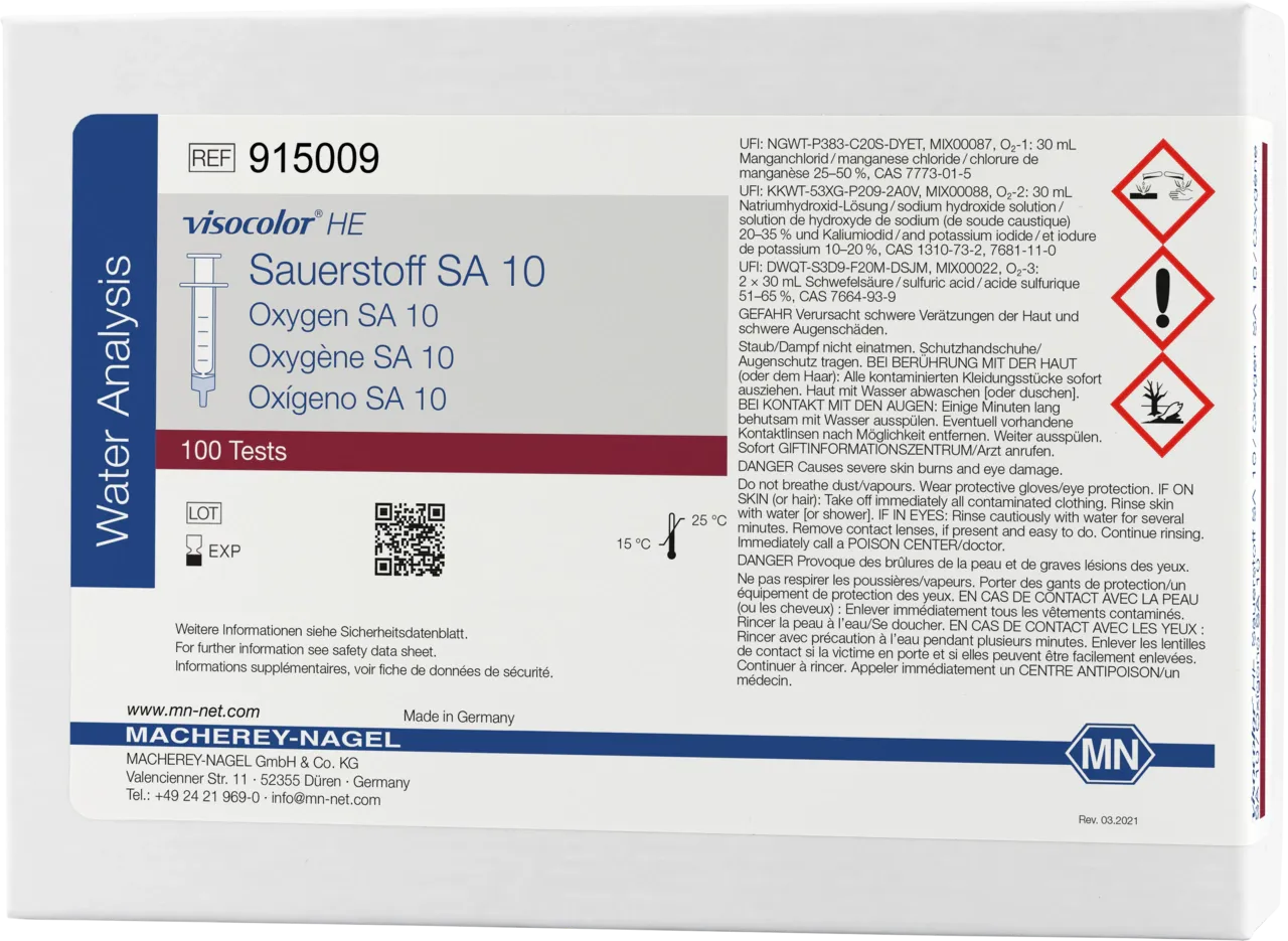 VISOCOLOR HE Oxygen SA 10 titration test kit measuring range: 0.2-10 mg/L O2 sufficient for 100 determinations