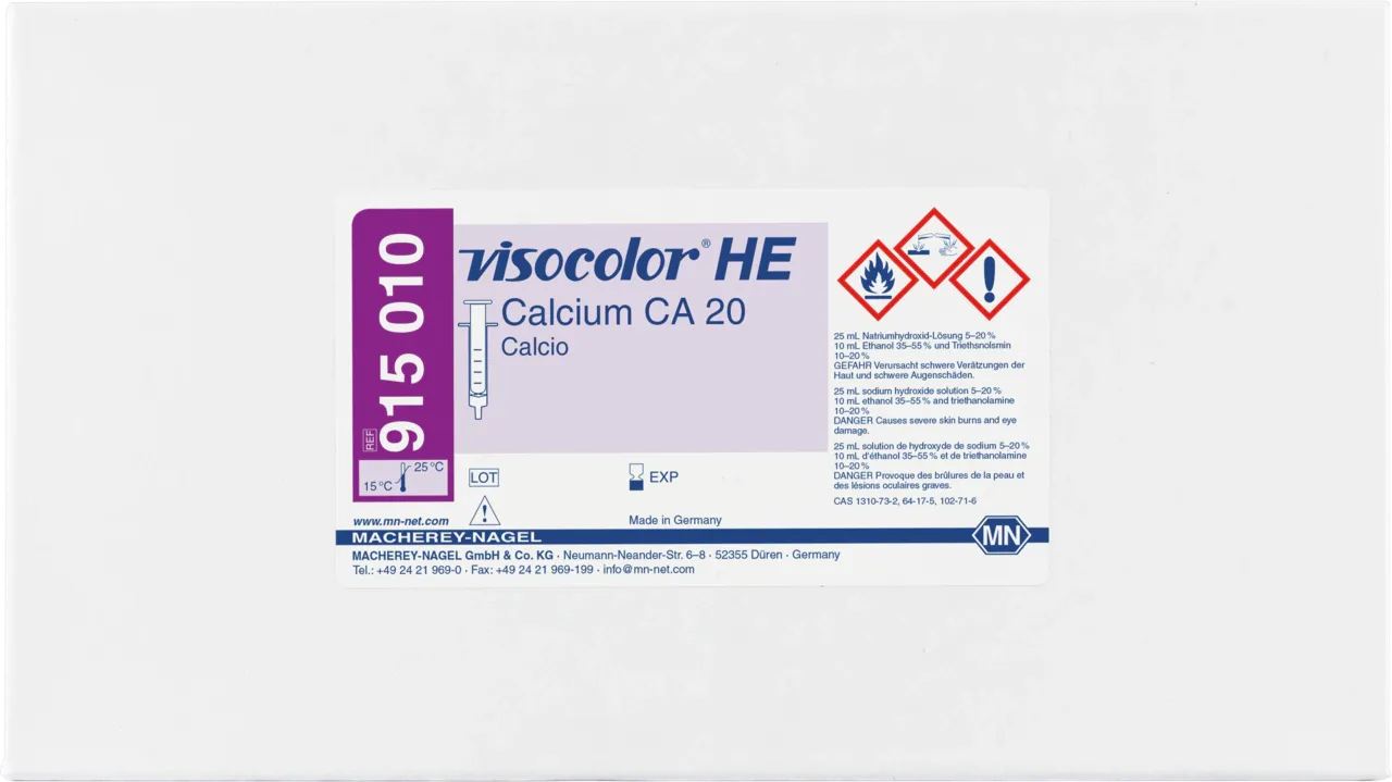 VISOCOLOR HE Calcium CA 20 titration test kit measuring range: 0.6-25.0 °e / 0.1-3.6 mmol/L Ca2+ sufficient for 200 determinations