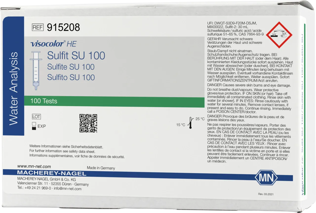 VISOCOLOR HE Sulfite SU 100 titration test kit - refill pack - measuring range: 2-100 mg/L SO32- sufficient for 100 determinations