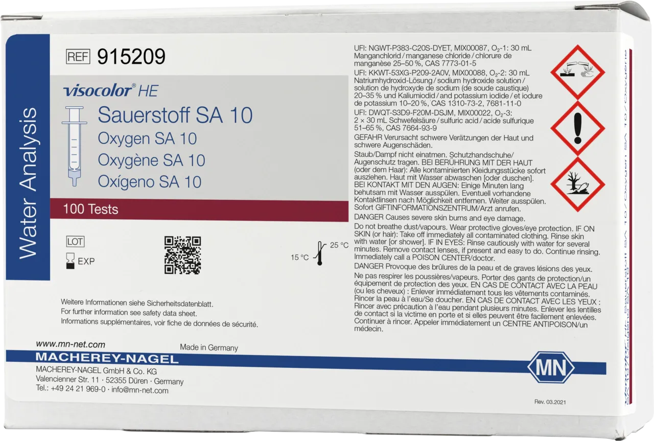 VISOCOLOR HE Oxygen SA 10 titration test kit - refill pack - measuring range: 0.2-10 mg/L O2 sufficient for 100 determinations