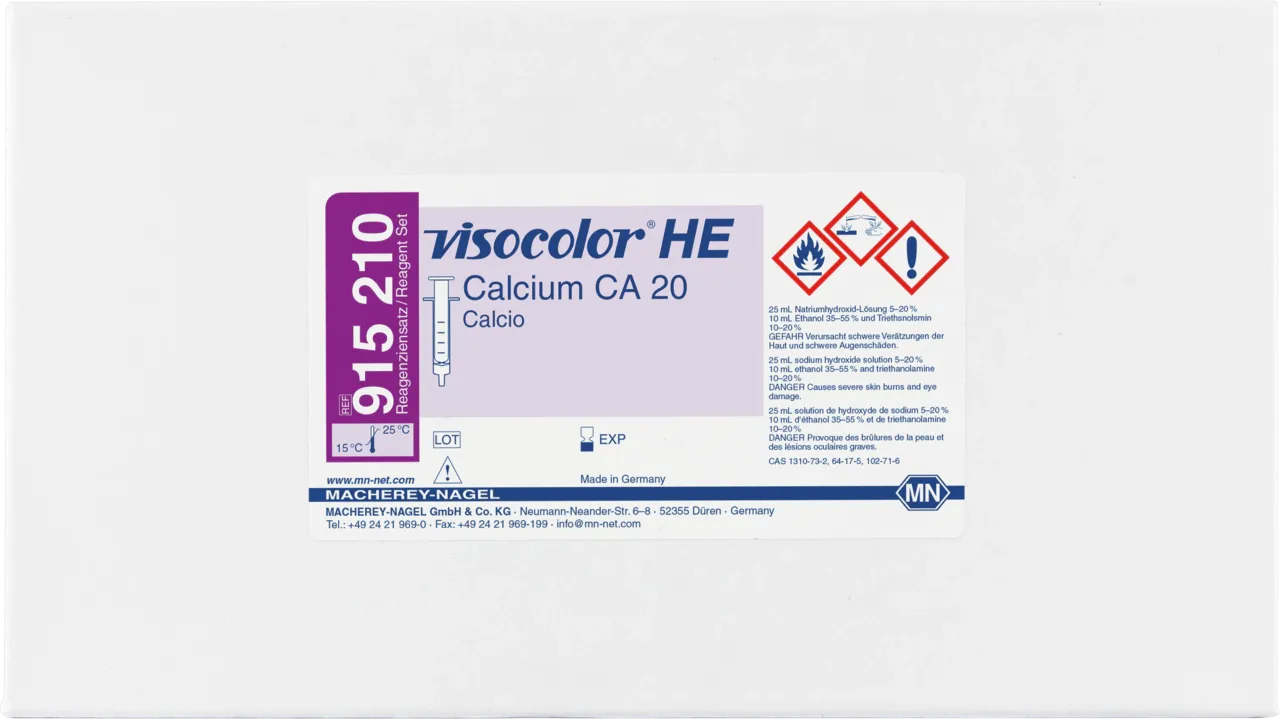 VISOCOLOR HE Calcium CA 20 titration test kit - refill pack - measuring range: 0.6-25.0 °e / 0.1-3.6 mmol/L Ca2+ sufficient for 200 determinations