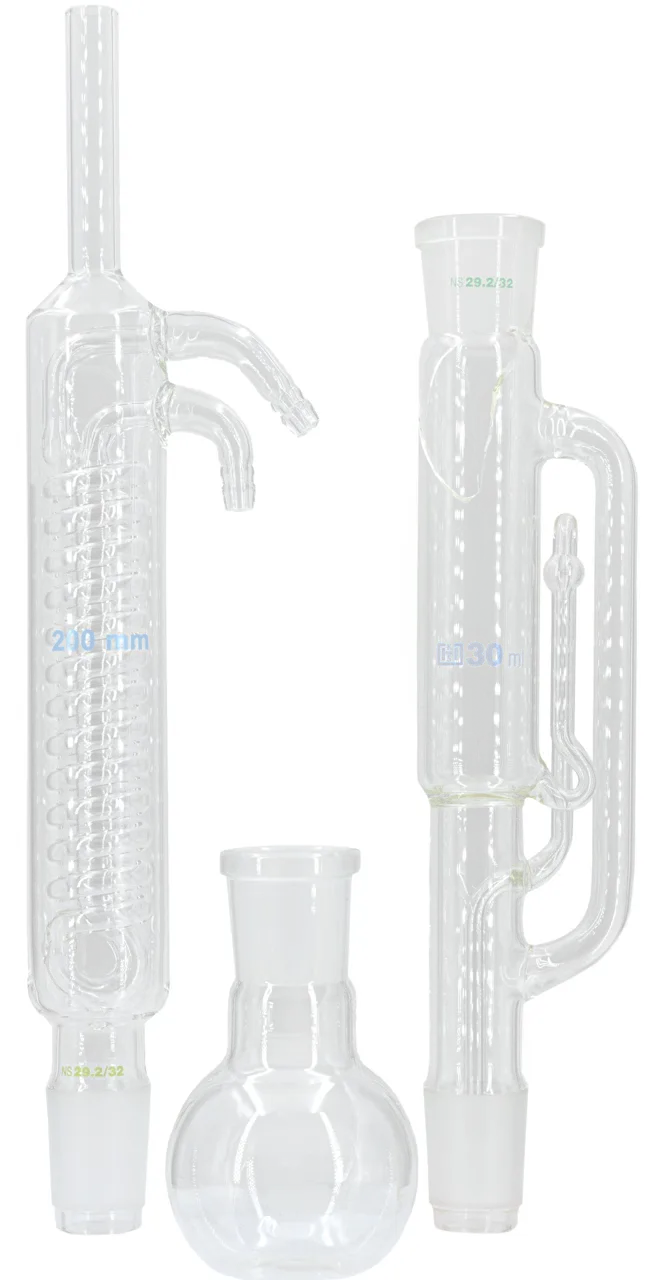 NANOCOLOR Soxhlet apparatus, 30 mL with 100 mL round flask and condenser (3 parts) (without heater)