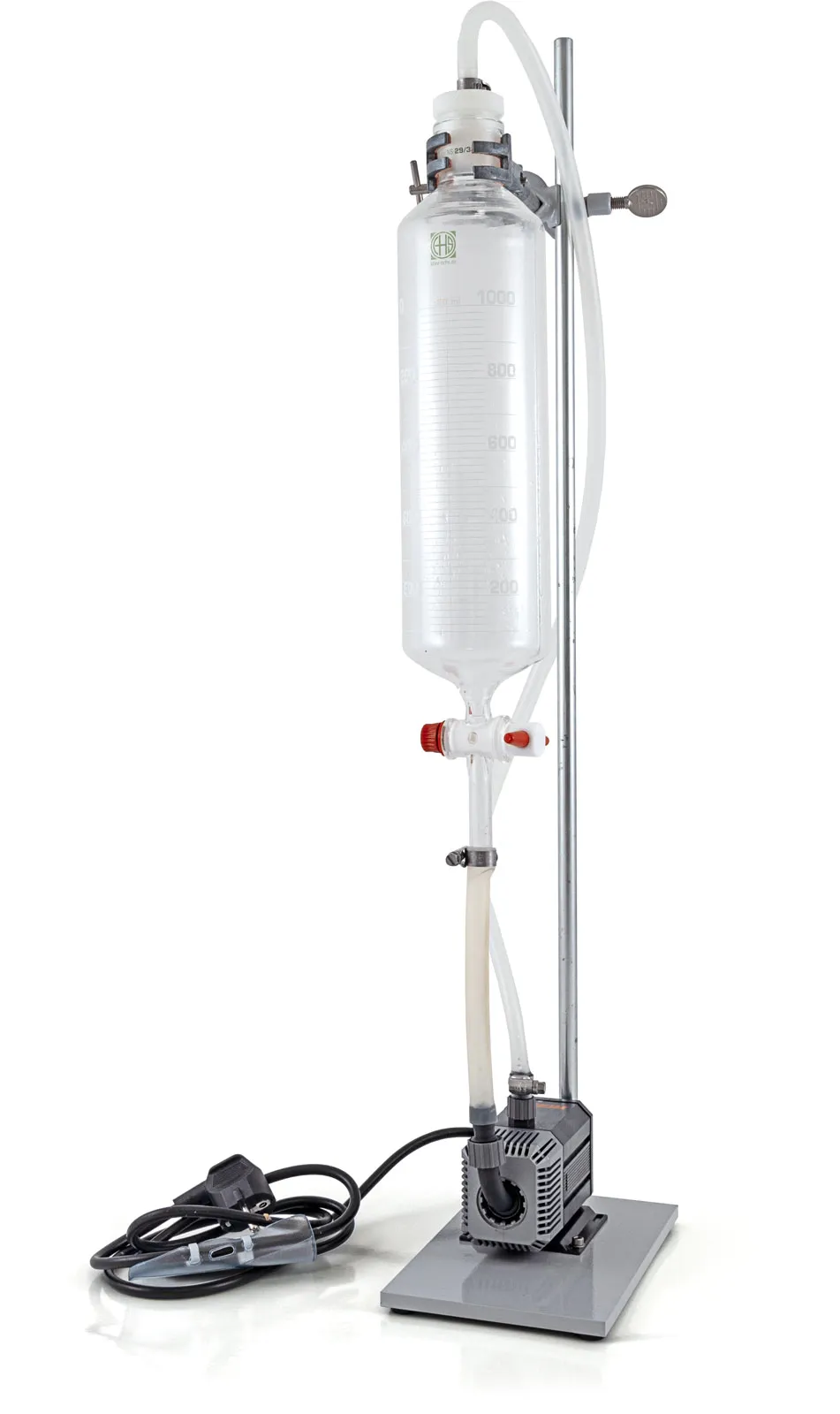 NANOCOLOR AOX pump-set consisting of: 1 pump, 1 hose (10 cm), 4 clamps 1 hose (60 cm),1 graduated sample versel (1 liter) 1 stopcock, 1 hose adaptor, 1 stand with clamps