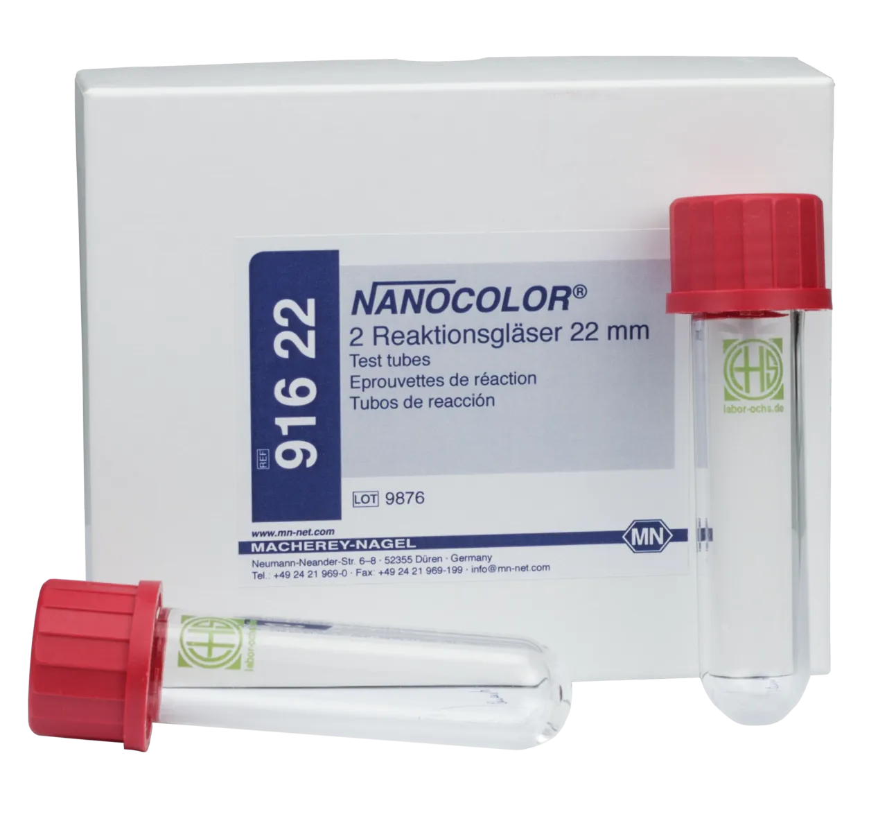 NANOCOLOR Test tubes 22 mm OD pack of 2