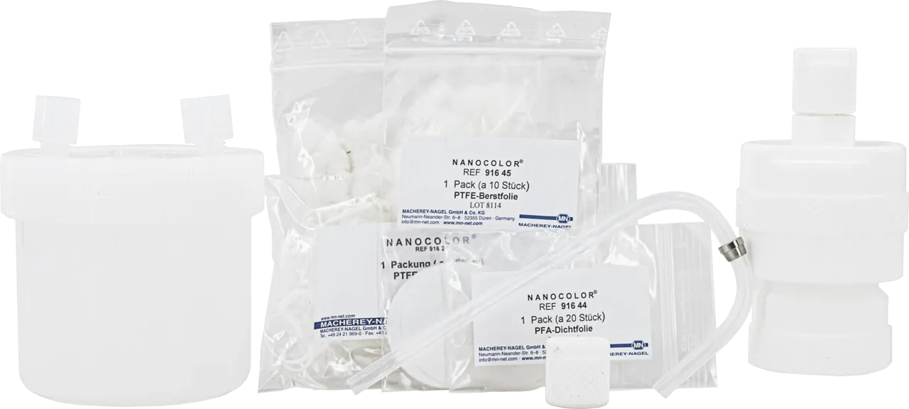 NANOCOLOR PTFE pressure vessel 20 mL for decomposition with safety expansion reservoir incl. set of sealing discs/safety diaphragms