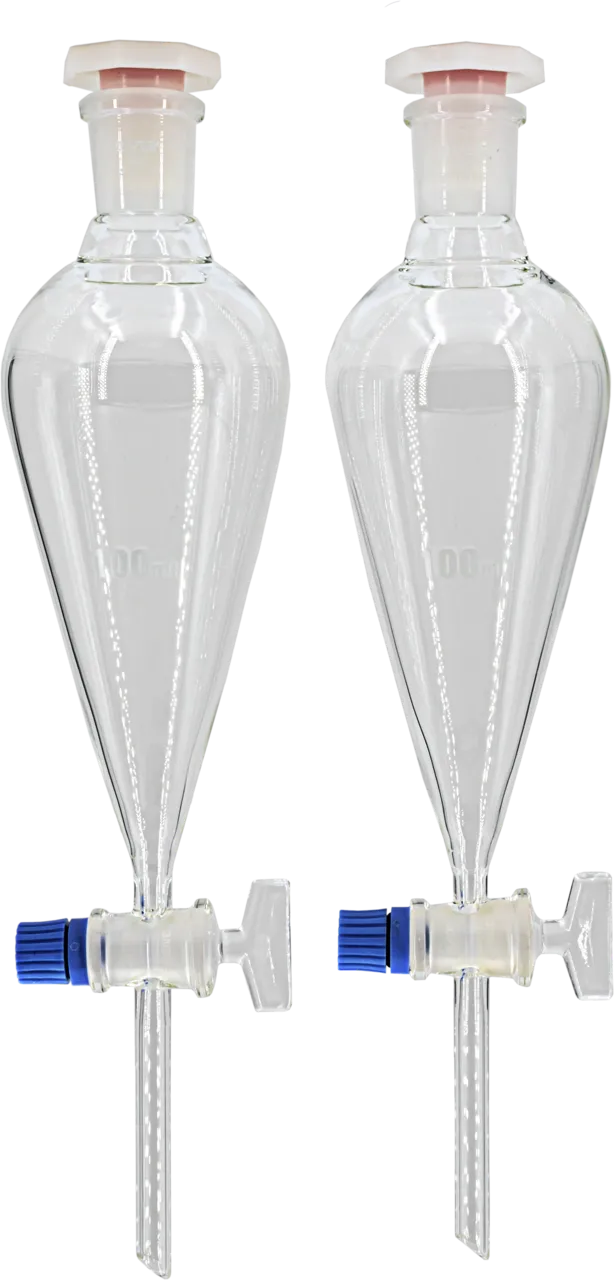 NANOCOLOR separation funnel 100 mL with glass tap and PE stopper pack of 2