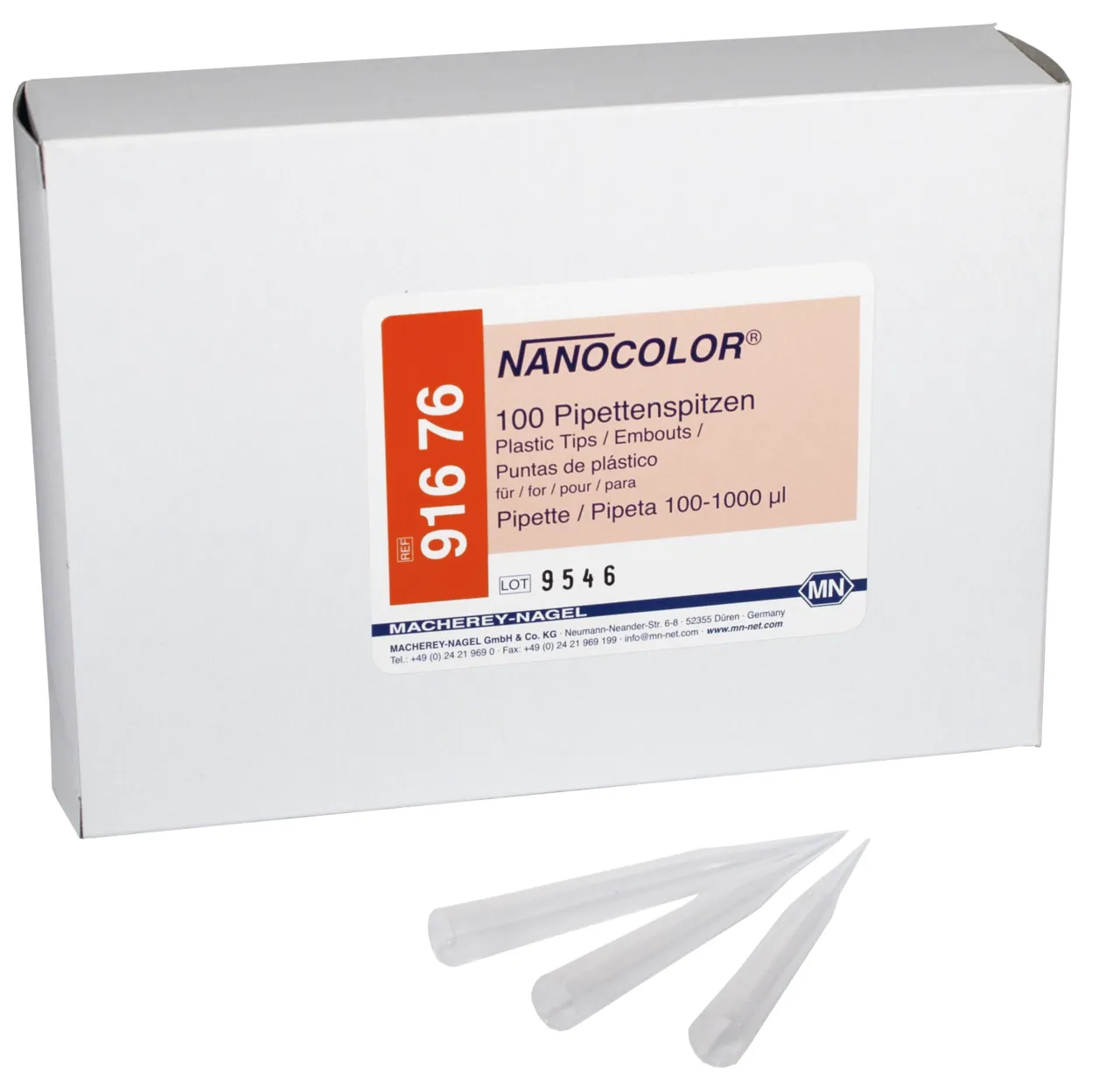 NANOCOLOR Plastic tips for 0.1-1.0 mL piston pipettes, pack of 100