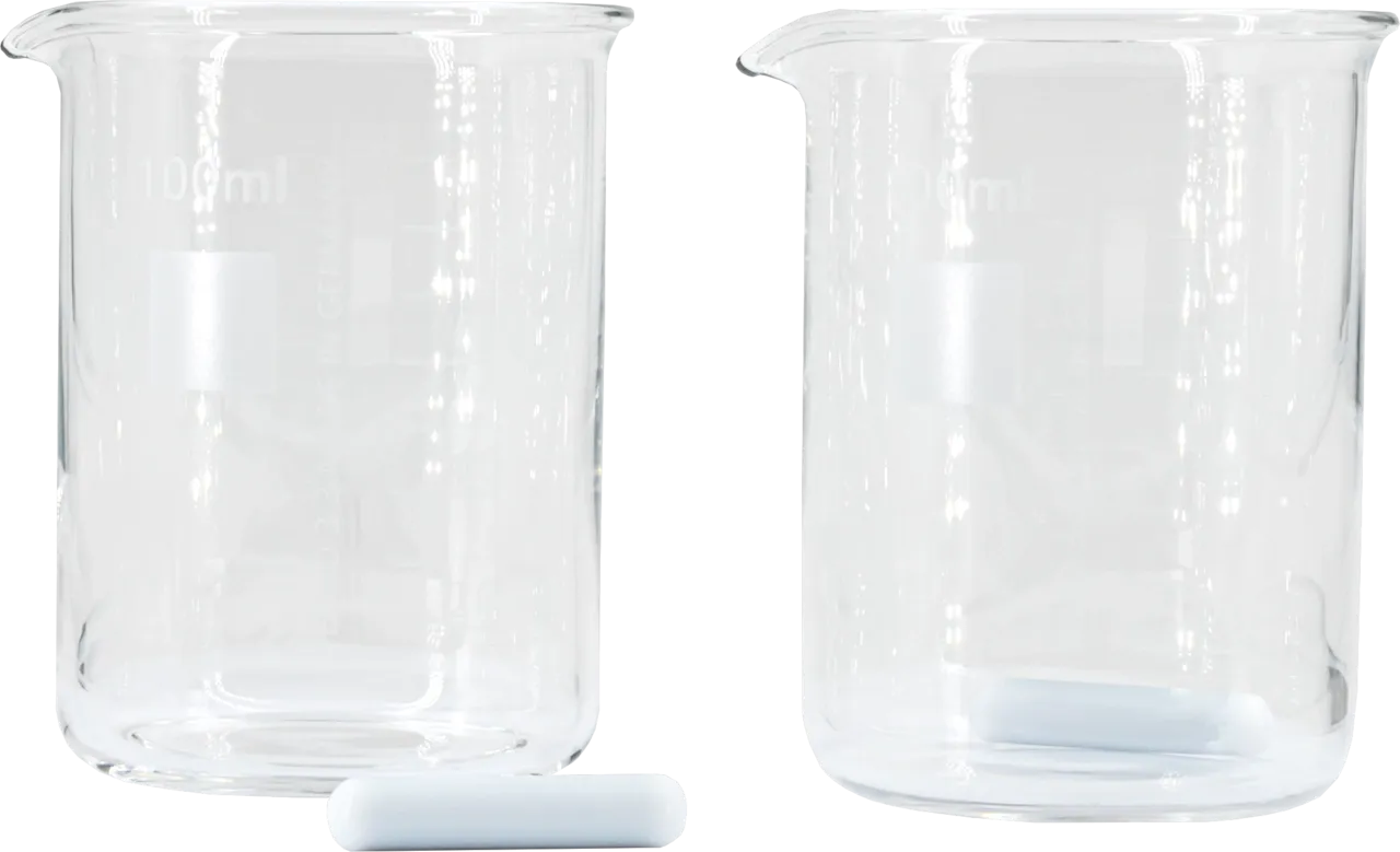 NANOCOLOR Beaker glass 100 mL, incl. magetic stir bar 35 mm, pack of 2