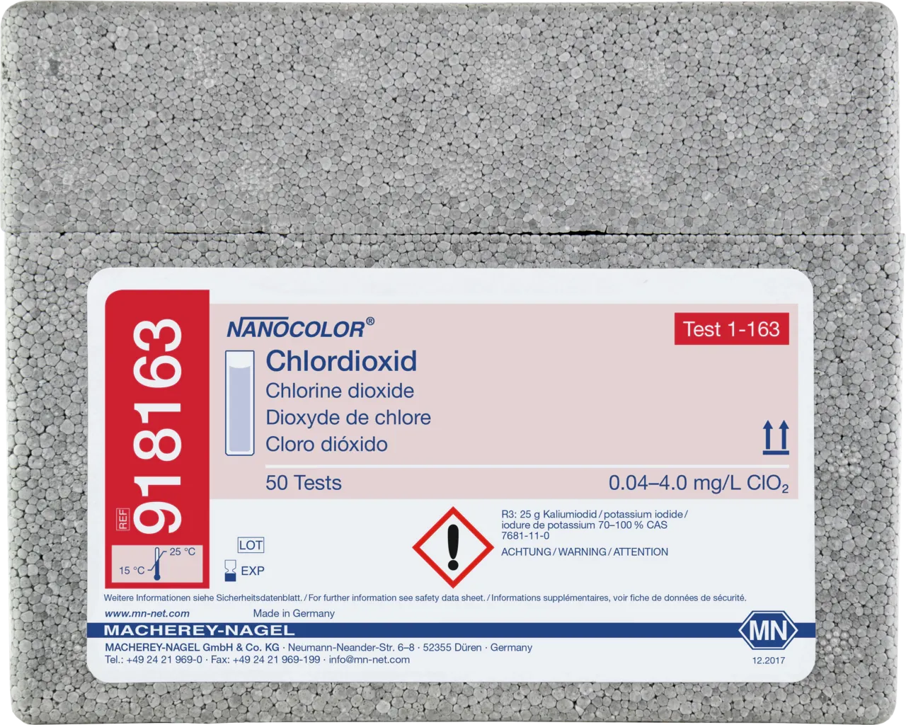 NANOCOLOR Chlorine dioxide standard test measuring range: 0.04-4.00 mg/L ClO2 sufficient for 50 determinations