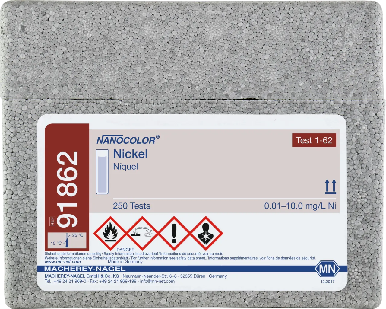 NANOCOLOR Nickel standard test measuring range: 0.01-10.0 mg/L Ni2+ sufficient for 250 determinations
