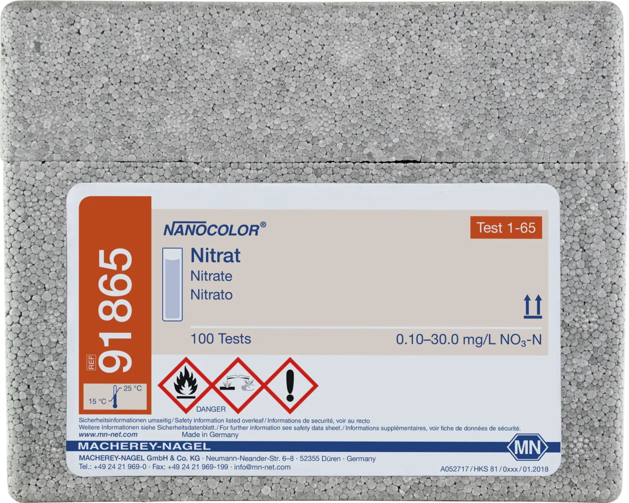 NANOCOLOR Nitrat standard test measuring range: 0.1-30.0 mg/L NO3-N 0.5-140 mg/L NO3- sufficient for 100 determinations