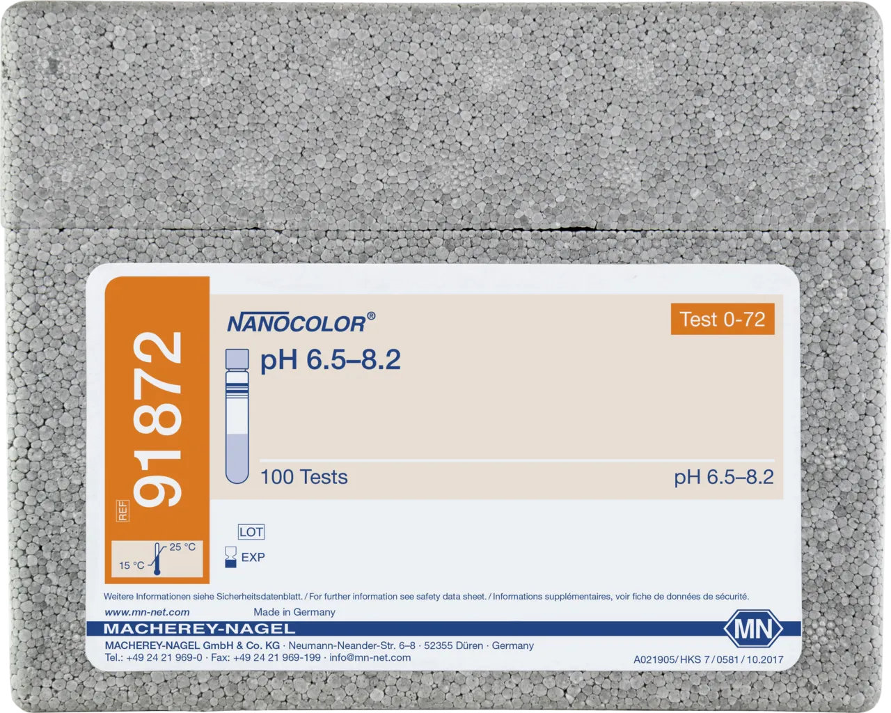 NANOCOLOR pH 6.5-8.2 tube test measuring range: pH 6.5-8.2 sufficient for 100 determinations