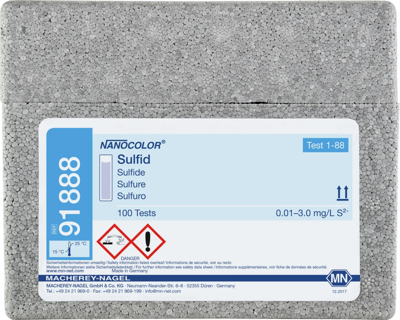 NANOCOLOR Sulfide standard test measuring range: 0.01-3.0 mg/L S2- sufficient for 250 determinations