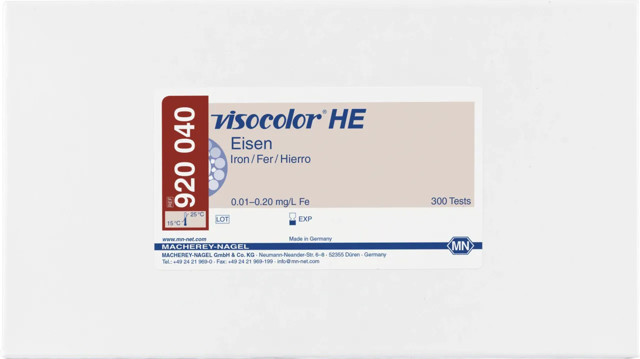 VISOCOLOR HE Iron highly sensitive test kit measuring range: 0.01-0.20 mg/L Fe sufficient for 300 determinations
