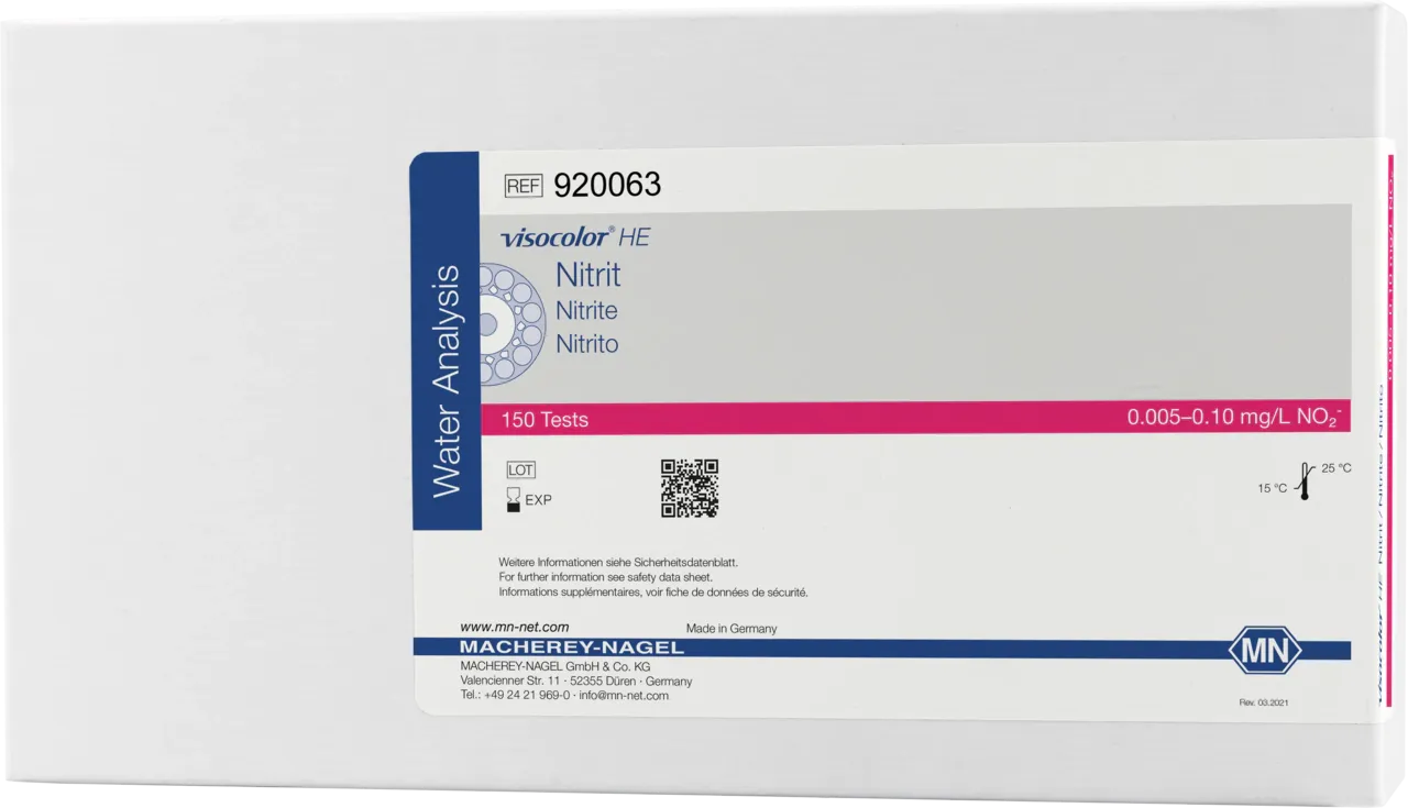 VISOCOLOR HE Nitrite highly sensitive test kit measuring range: 0.005-0.10 mg/L NO2- sufficient for 150 determinations