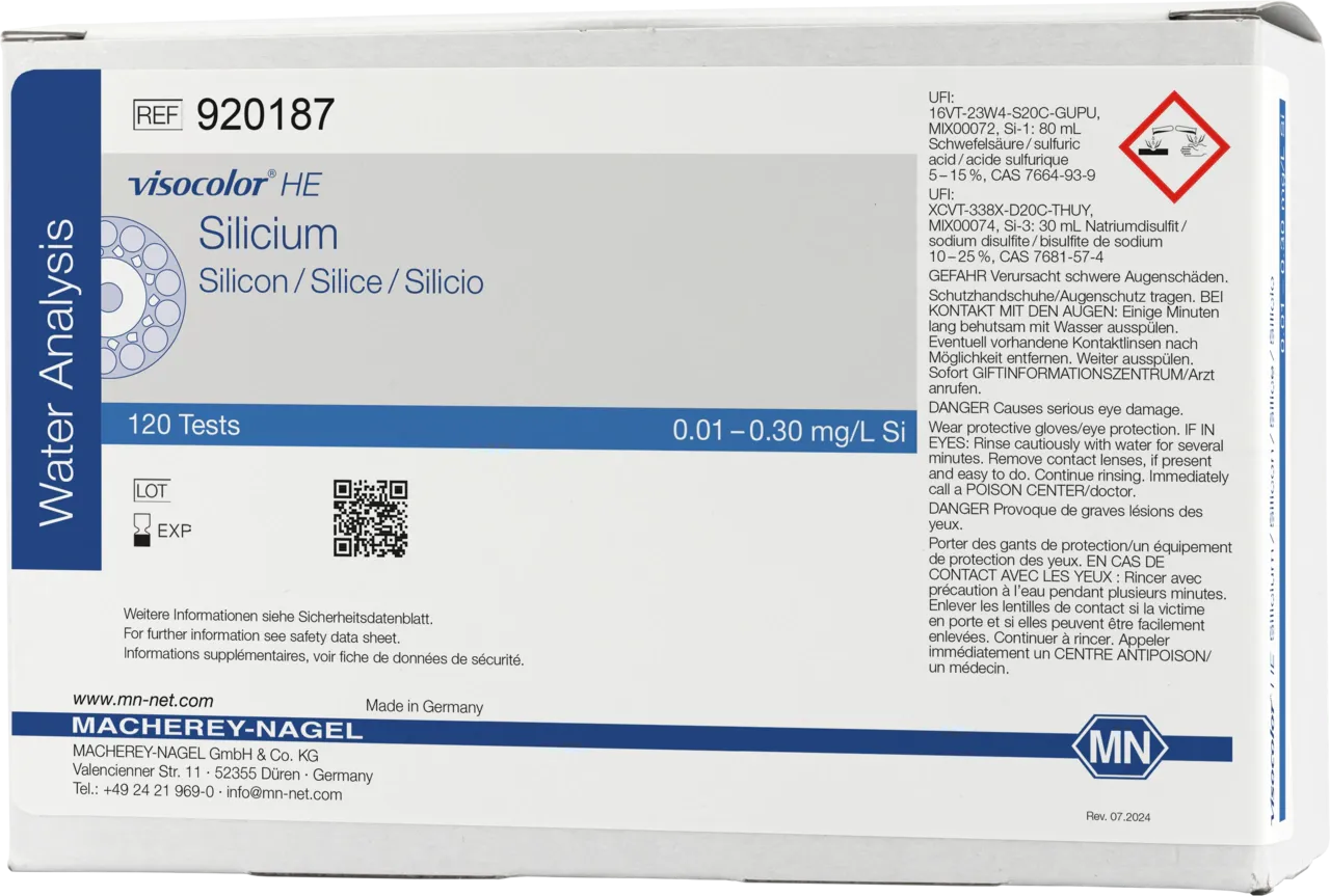 VISOCOLOR HE Silicon highly sensitive test kit - refill pack - measuring range: 0.01-0.30 mg/L Si sufficient for 120 determinations
