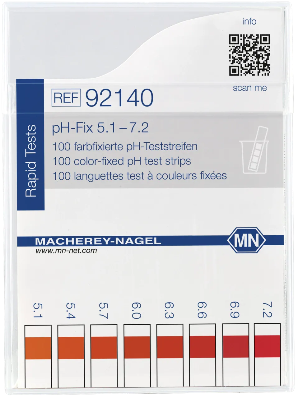 pH-Fix 5.1-7.2 indicator sticks measuring range: pH 5.1-5.4-5.7-6.0- 6.3-6.6-6.9-7.2 pack of 100 sticks 6 x 85 mm