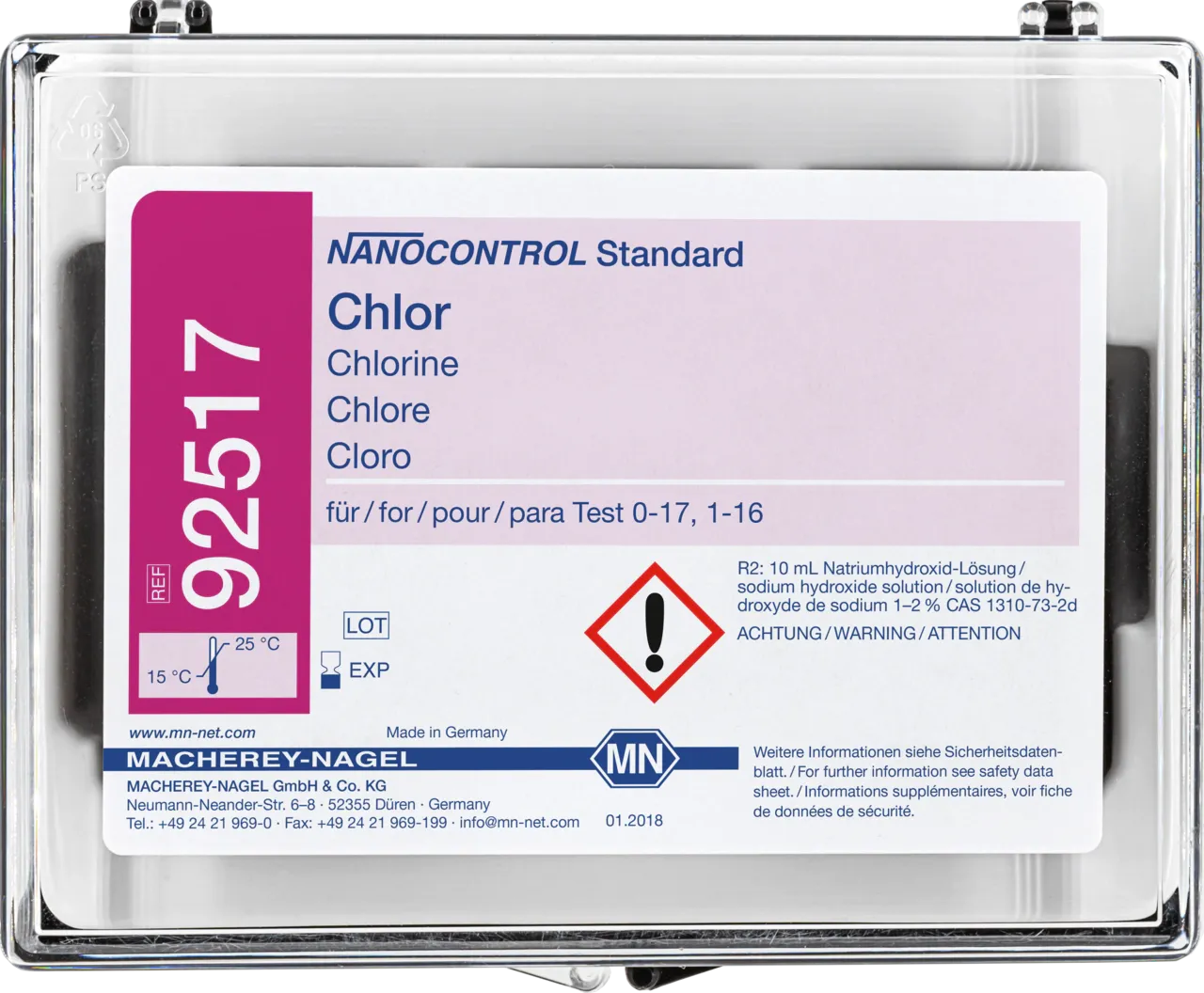 NANOCONTROL Standard Chlorine 2x30 mL standard solution and additional reagents sufficient for 30 determinations