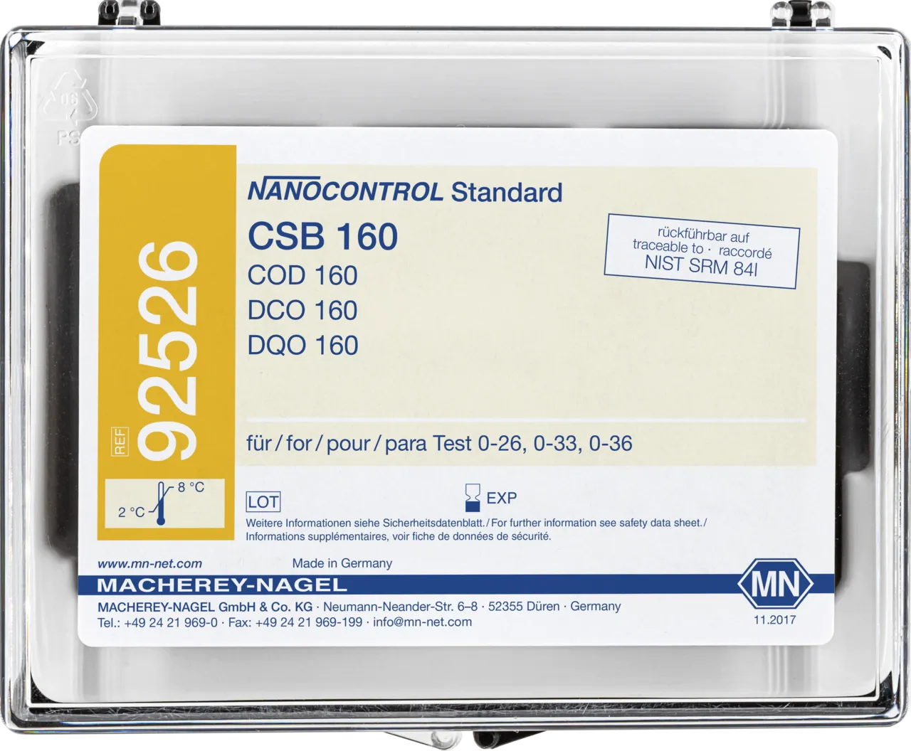 NANOCONTROL Standard COD 160 30 mL standard solution in glass bottle sufficient for 15 determinations