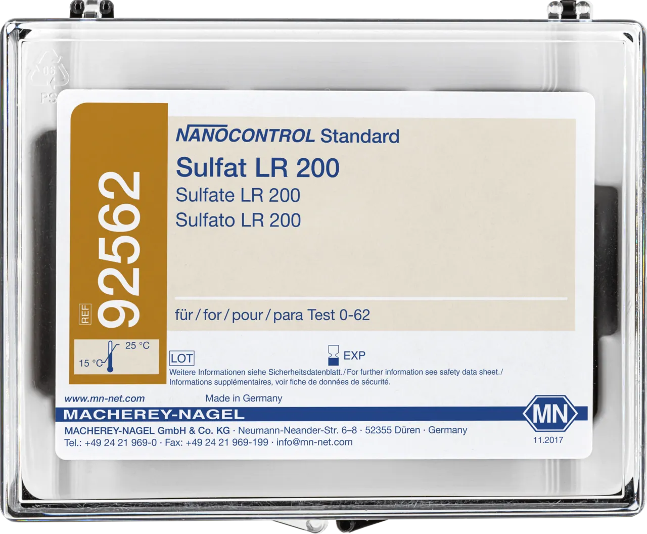 NANOCONTROL Standard Sulfat LR 200 65 mL standard solution in glass bottle, sufficient for 15 determinations