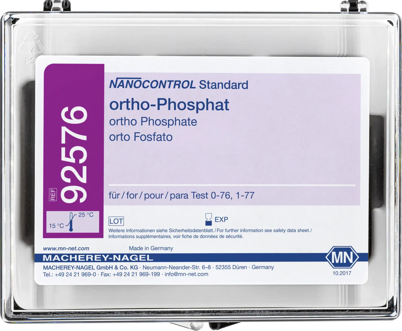 NANOCONTROL Standard ortho-Phosphate 2x30 mL standard solution/ 30 mL standard addition 100+ sufficient for 15 determinations