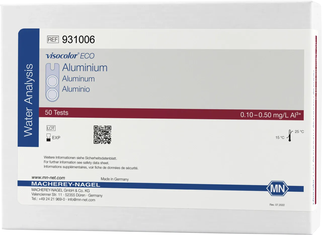 VISOCOLOR ECO Aluminium colorimetric test kit measuring range: 0.10-0.50 mg/L Al3+ sufficient for 50 determinations