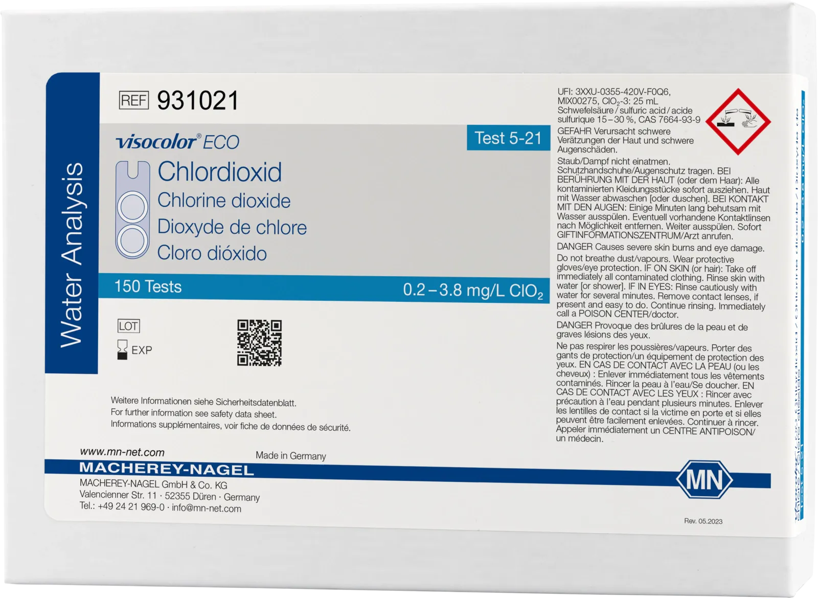 VISOCOLOR ECO Chlorine dioxide colorimetric test kit measuring range: 0.2-3.8 mg/L ClO2 sufficient for 150 determinations