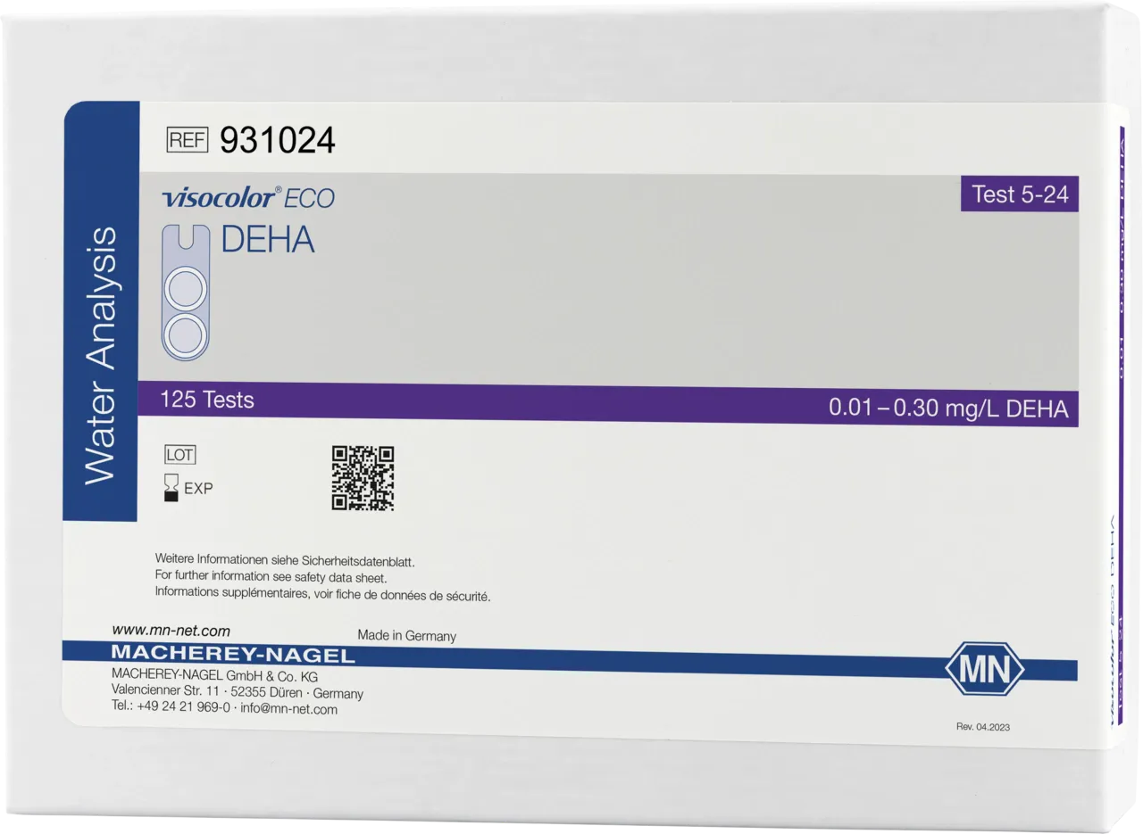 VISOCOLOR ECO DEHA colorimetric test kit measuring range: 0.01-0.30 mg/L DEHA sufficient for 125 determinations