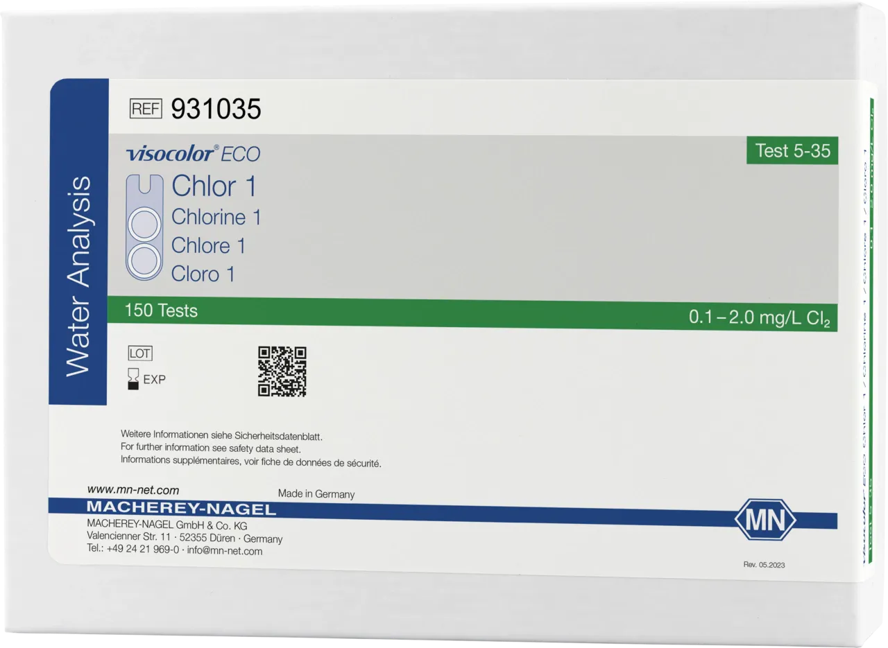 VISOCOLOR ECO Chlorine 1, free and total colorimetric test kit measuring range: 0.1-2.0 mg/L Cl2 sufficient for 150 determinations