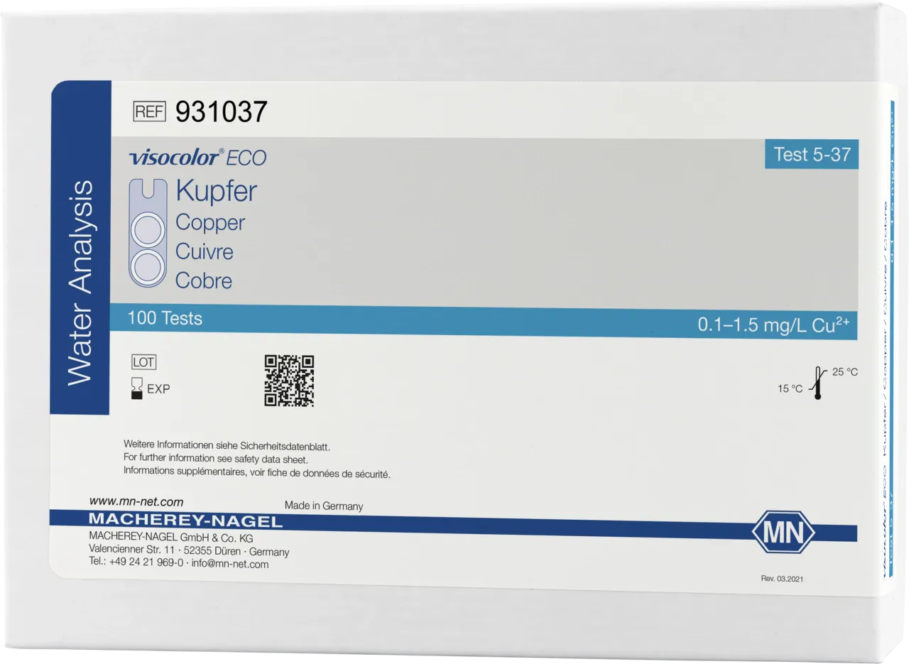 VISOCOLOR ECO Copper colorimetric test kit measuring range: 0.1-1.5 mg/L Cu2+ sufficient for 100 determinations