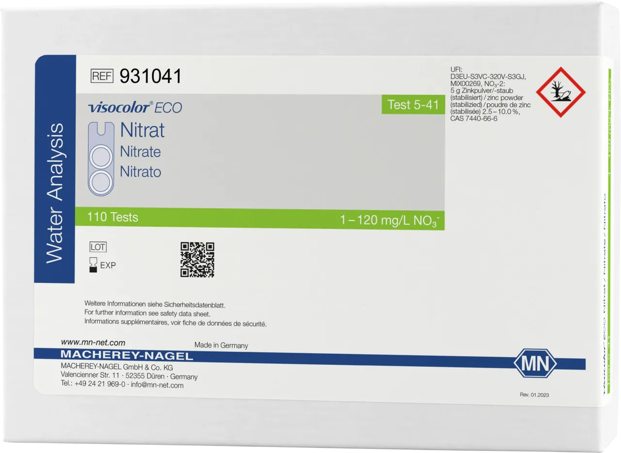 VISOCOLOR ECO Nitrate colorimetric test kit measuring range: 1-120 mg/L NO3- sufficient for 110 determinations