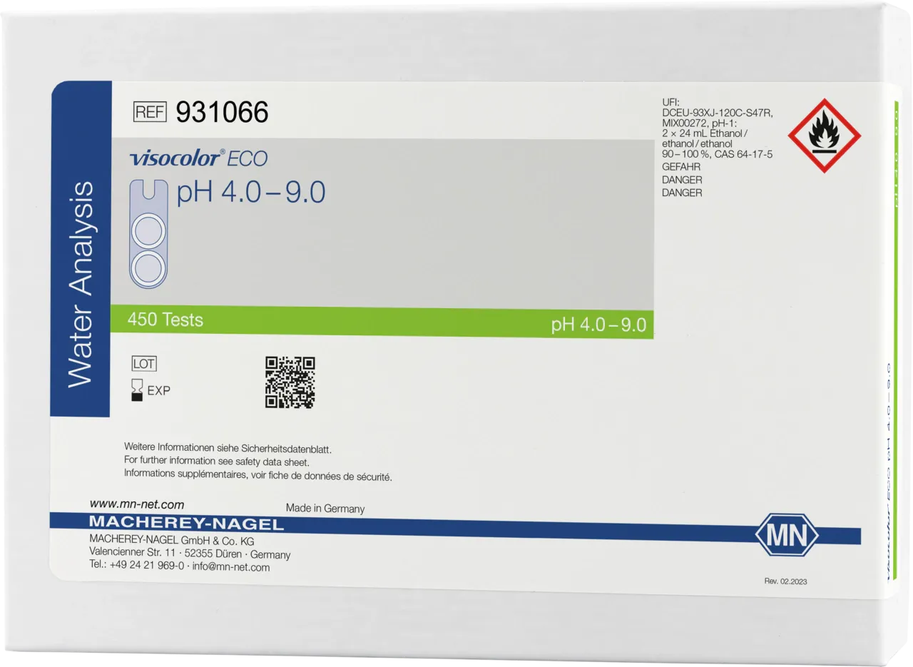 VISOCOLOR ECO pH 4.0-9.0 colorimetric test kit measuring range: pH 4.0-9.0 sufficient for 400 determinations